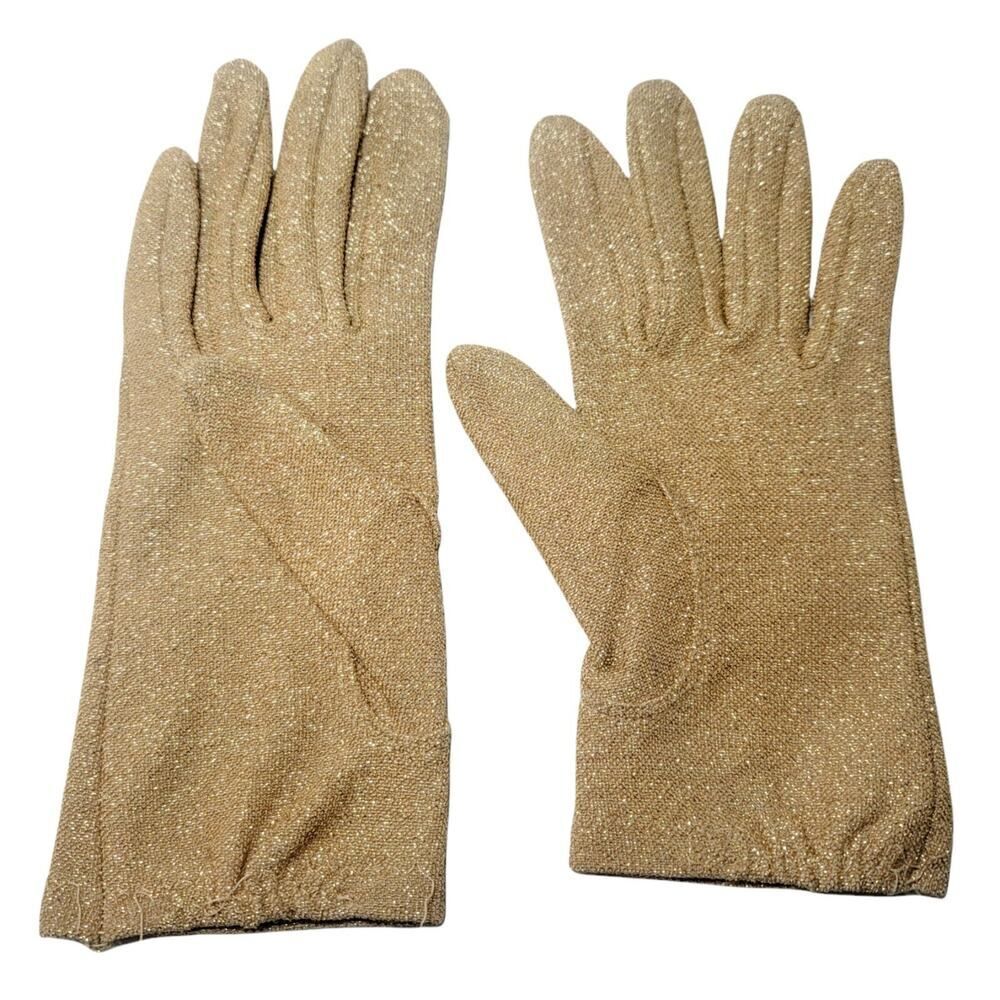 Vintage 1960s Gloves Gold Metallic Glam Fashion Costume